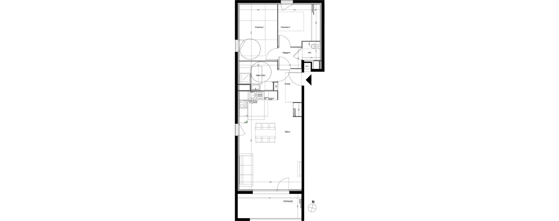 Appartement T3 de 66,56 m2 &agrave; Toulouse Malep&egrave;re