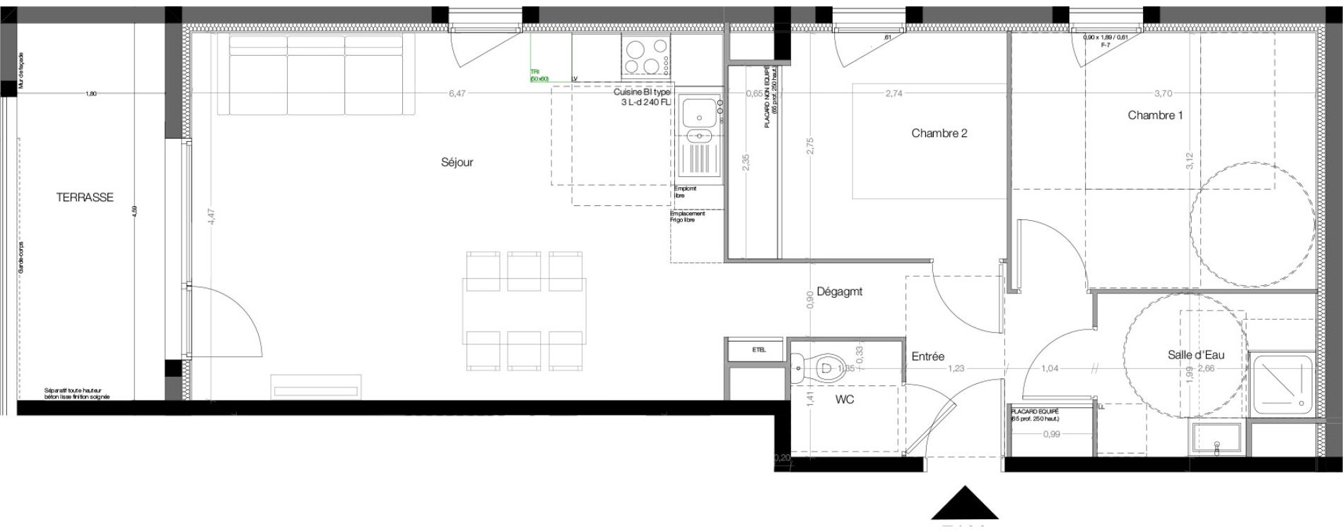 Appartement T3 de 63,10 m2 &agrave; Toulouse Malep&egrave;re