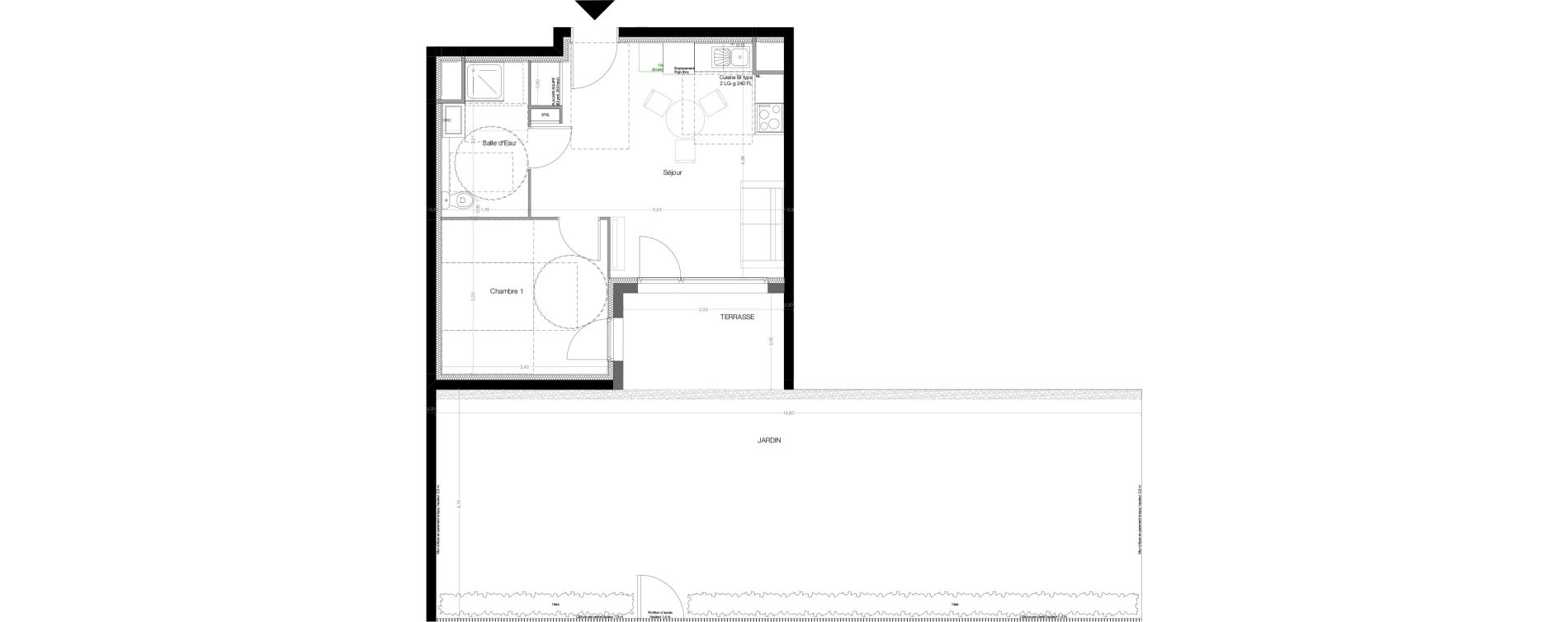 Appartement T2 de 38,70 m2 &agrave; Toulouse Malep&egrave;re