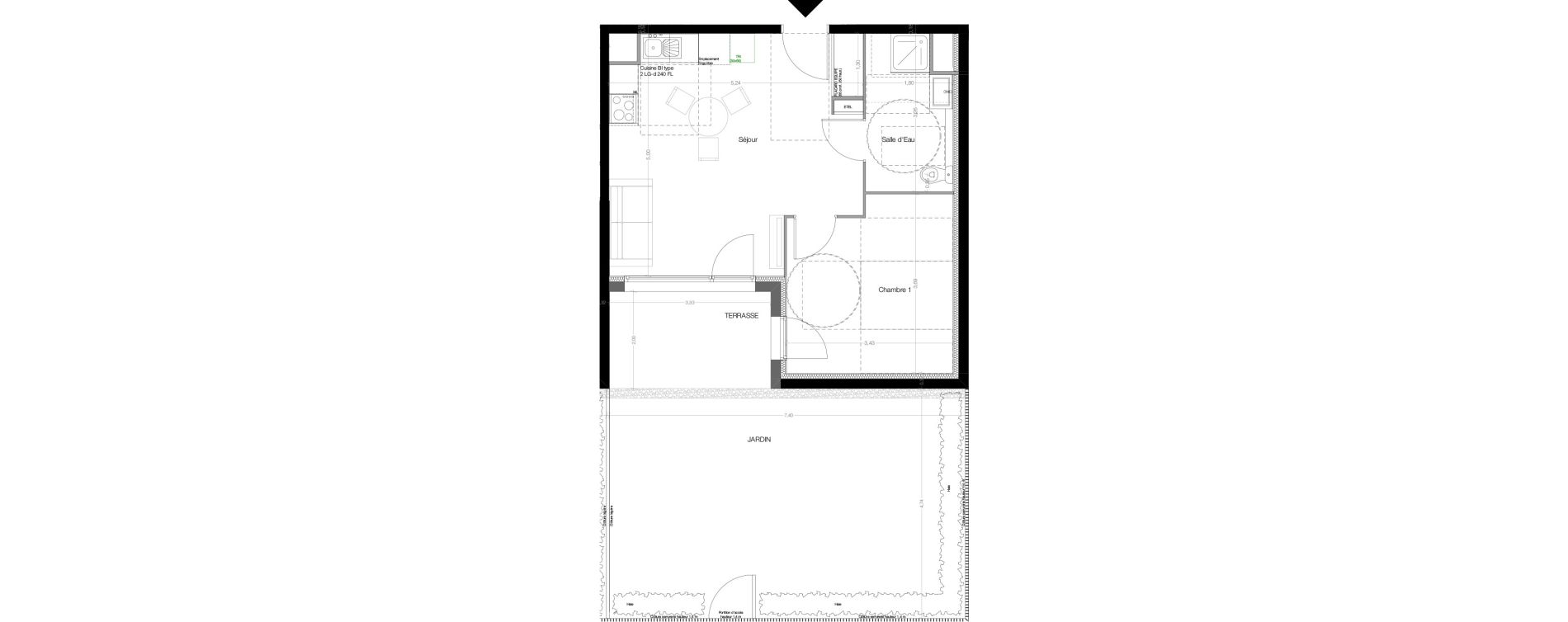 Appartement T2 de 40,90 m2 &agrave; Toulouse Malep&egrave;re