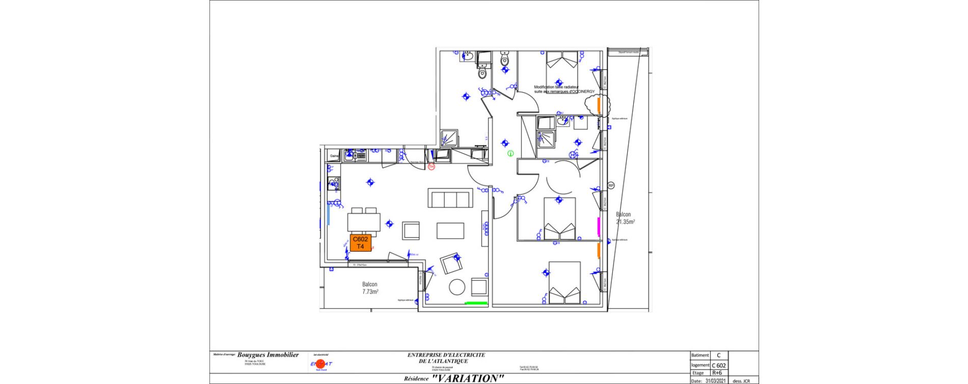 Appartement T4 de 102,64 m2 &agrave; Toulouse Malep&egrave;re