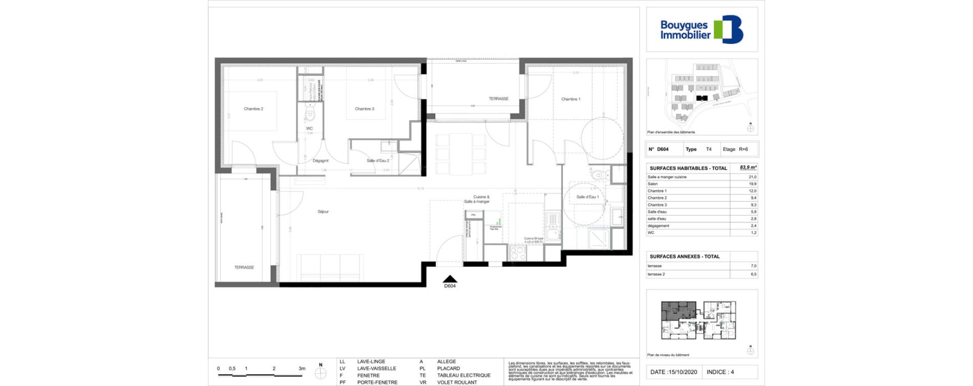 Appartement T4 de 83,60 m2 &agrave; Toulouse Malep&egrave;re