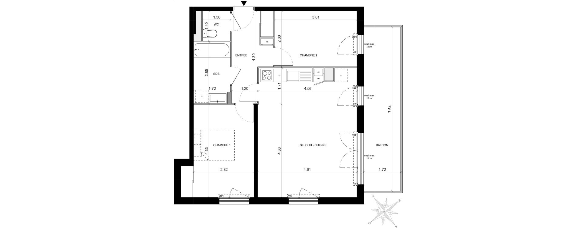 Appartement T3 de 63,84 m2 &agrave; Toulouse Malep&egrave;re