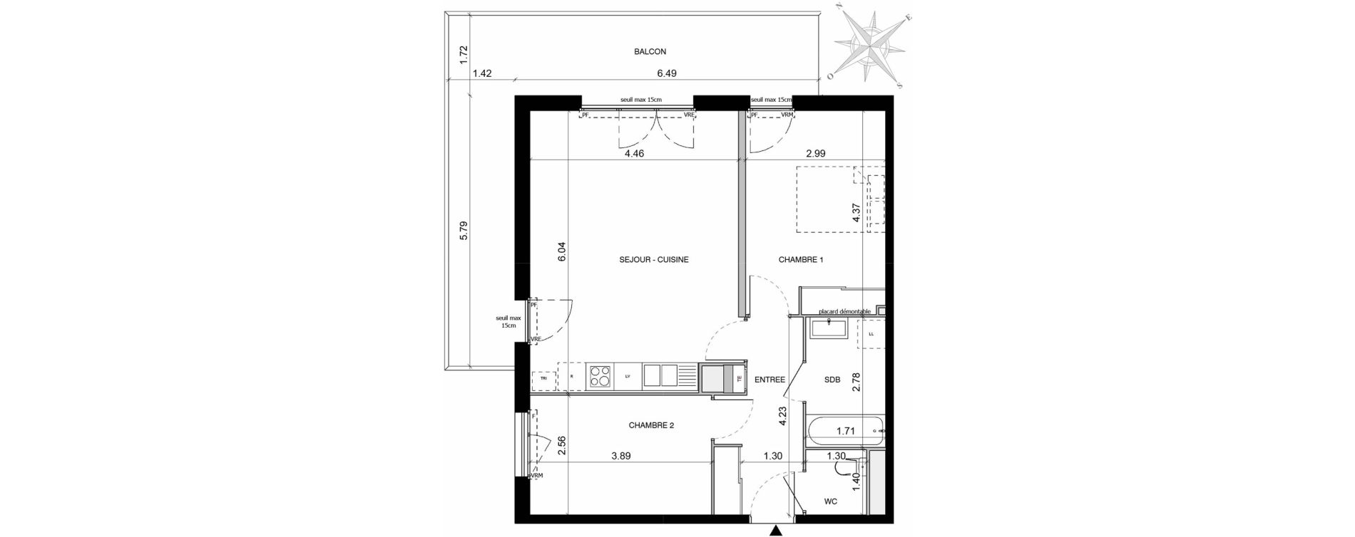 Appartement T3 de 62,92 m2 &agrave; Toulouse Malep&egrave;re