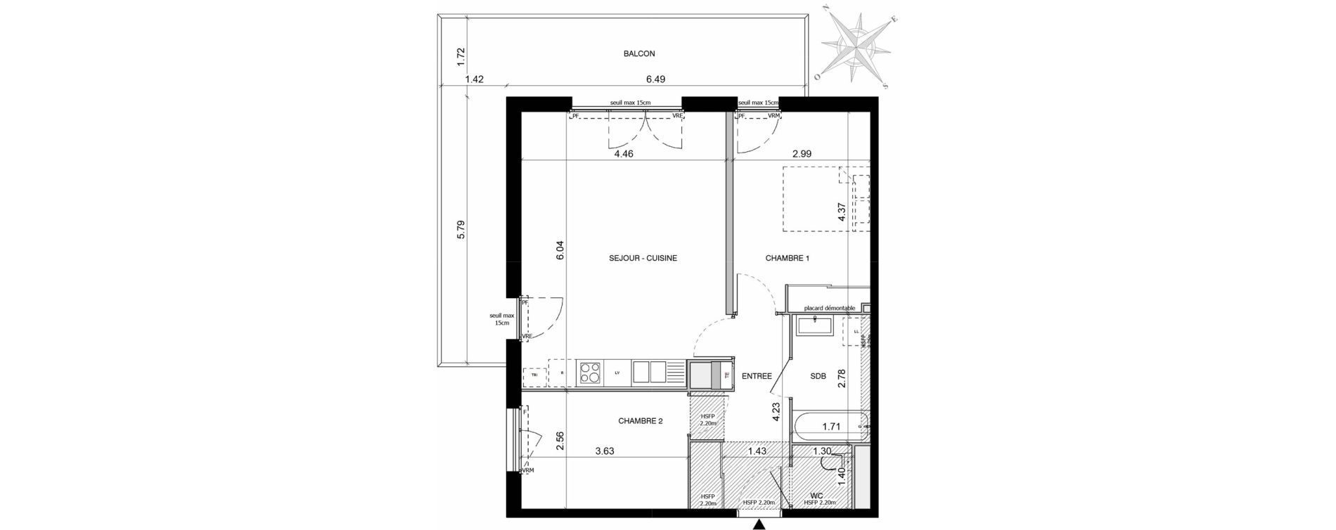 Appartement T3 de 62,90 m2 &agrave; Toulouse Malep&egrave;re
