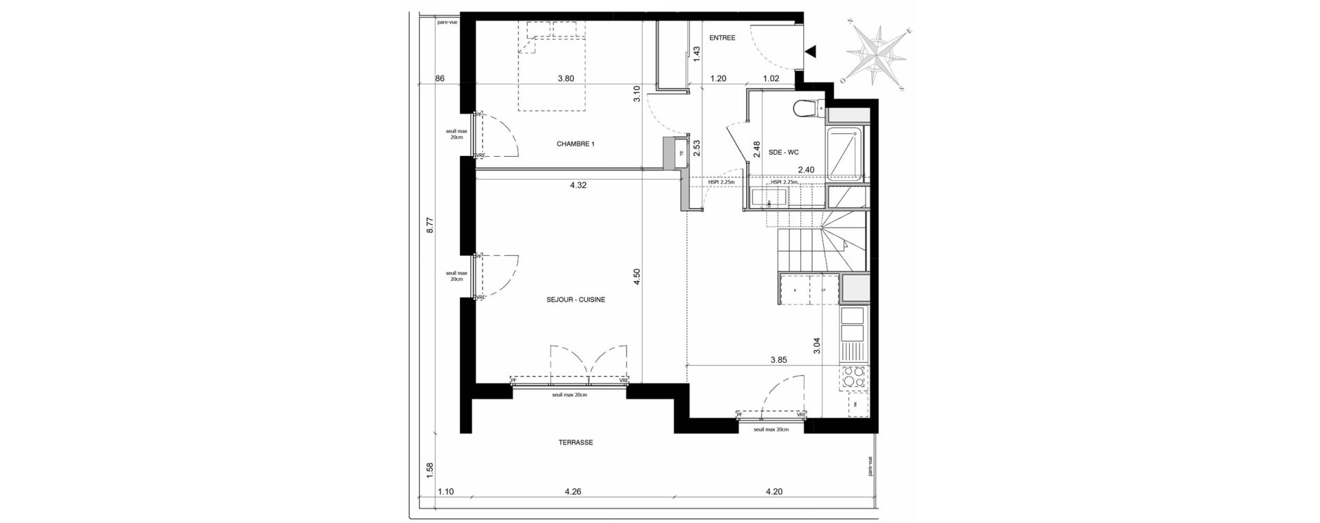 Duplex T4 de 98,97 m2 &agrave; Toulouse Malep&egrave;re