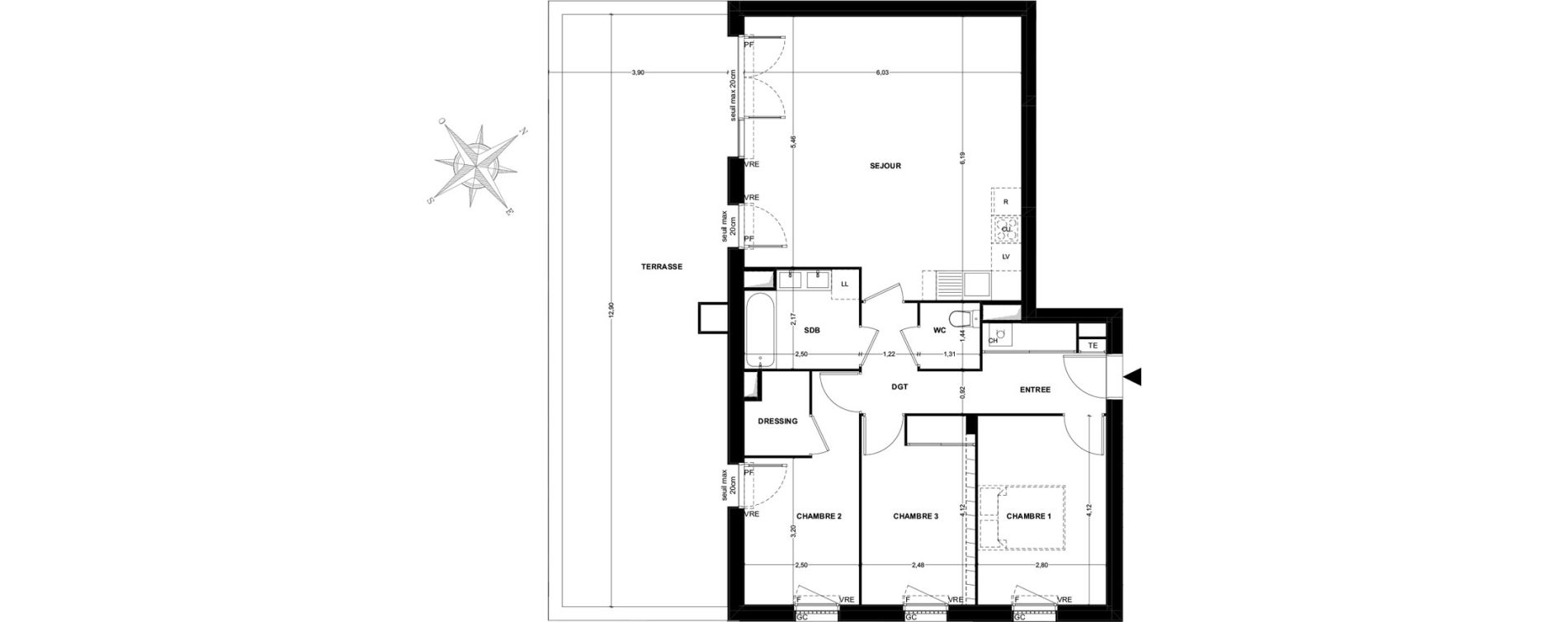 Appartement T4 de 85,57 m2 &agrave; Toulouse Malep&egrave;re
