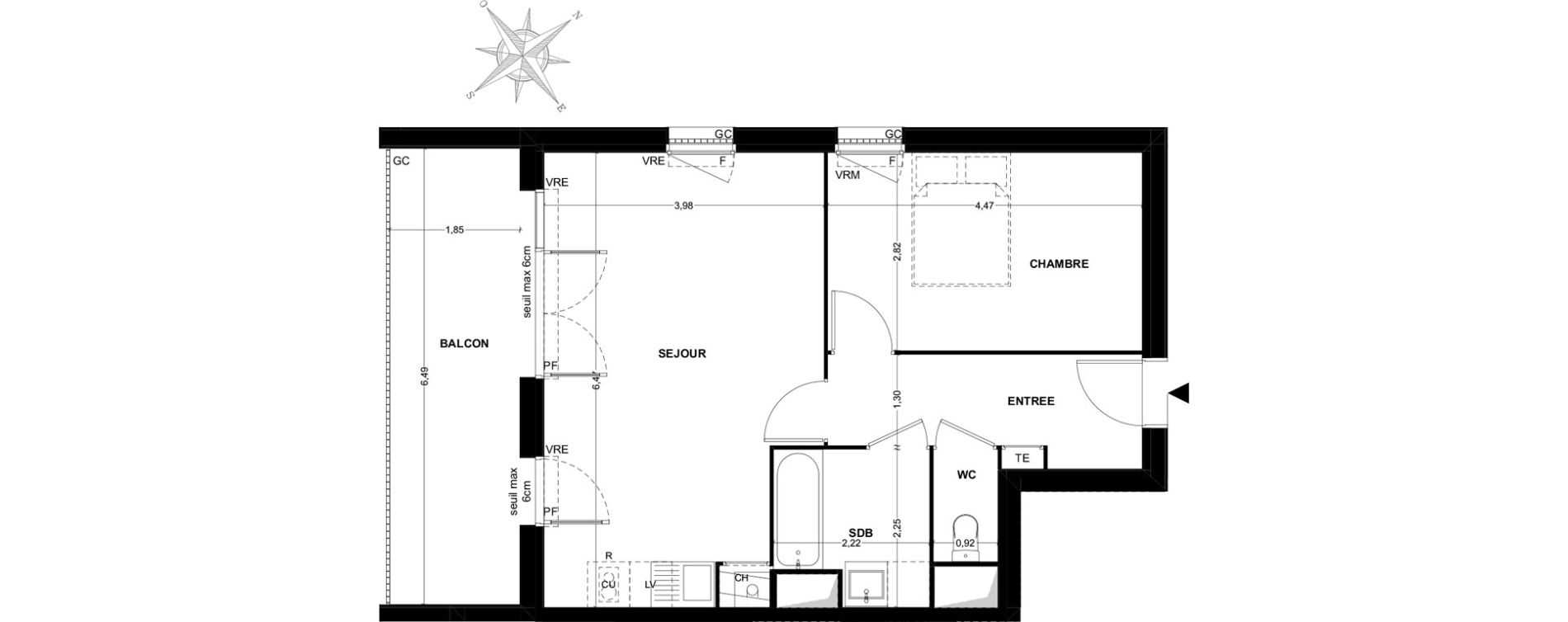 Appartement T2 de 48,79 m2 &agrave; Toulouse Malep&egrave;re