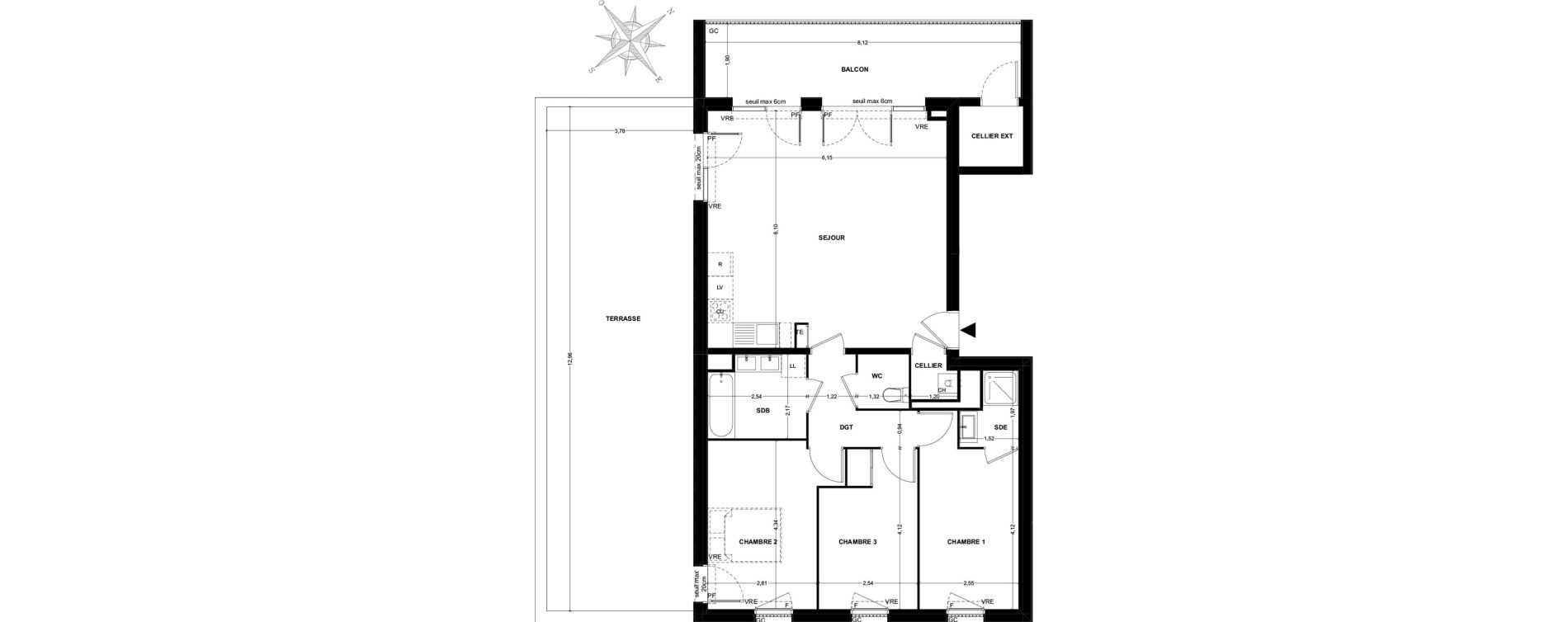 Appartement T4 de 86,28 m2 &agrave; Toulouse Malep&egrave;re
