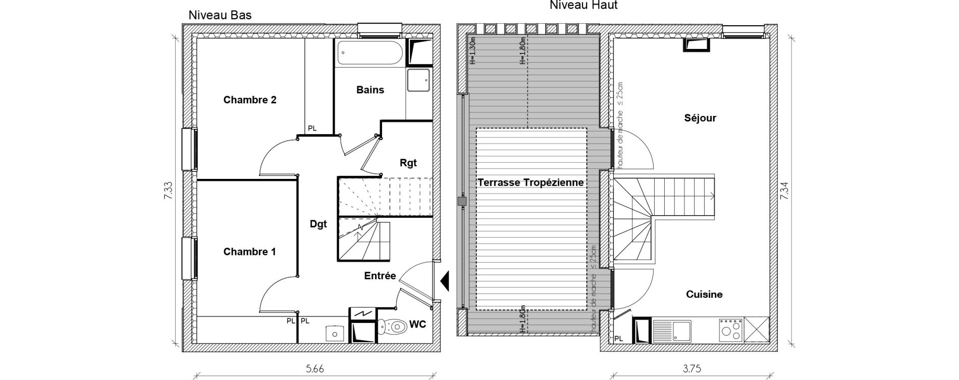 Duplex T3 de 60,27 m2 &agrave; Toulouse Grand selve