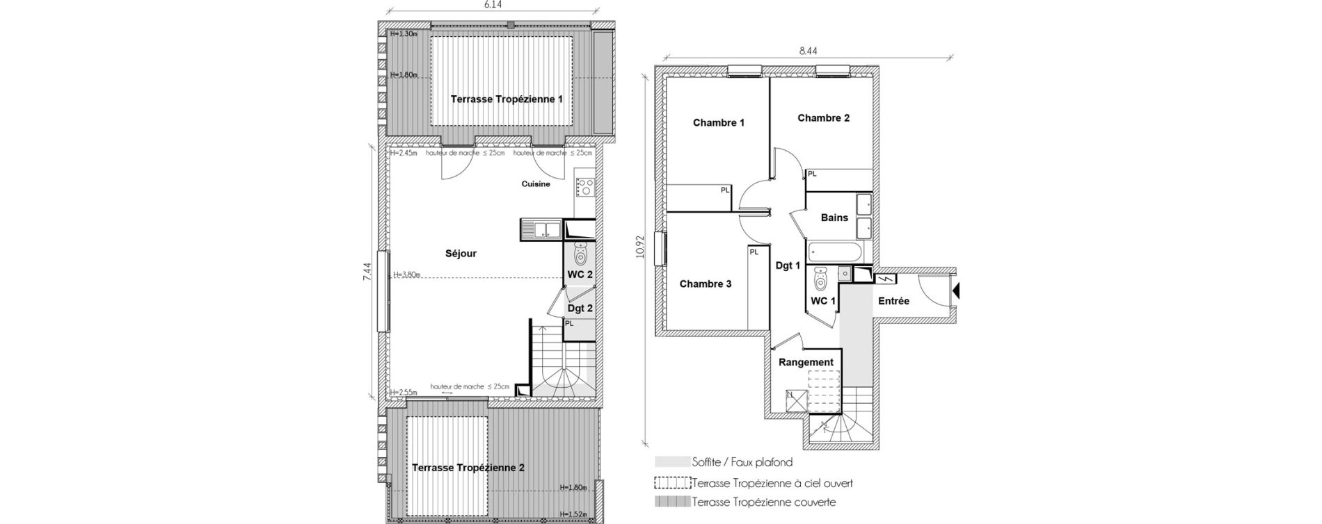 Duplex T4 de 95,03 m2 &agrave; Toulouse Grand selve