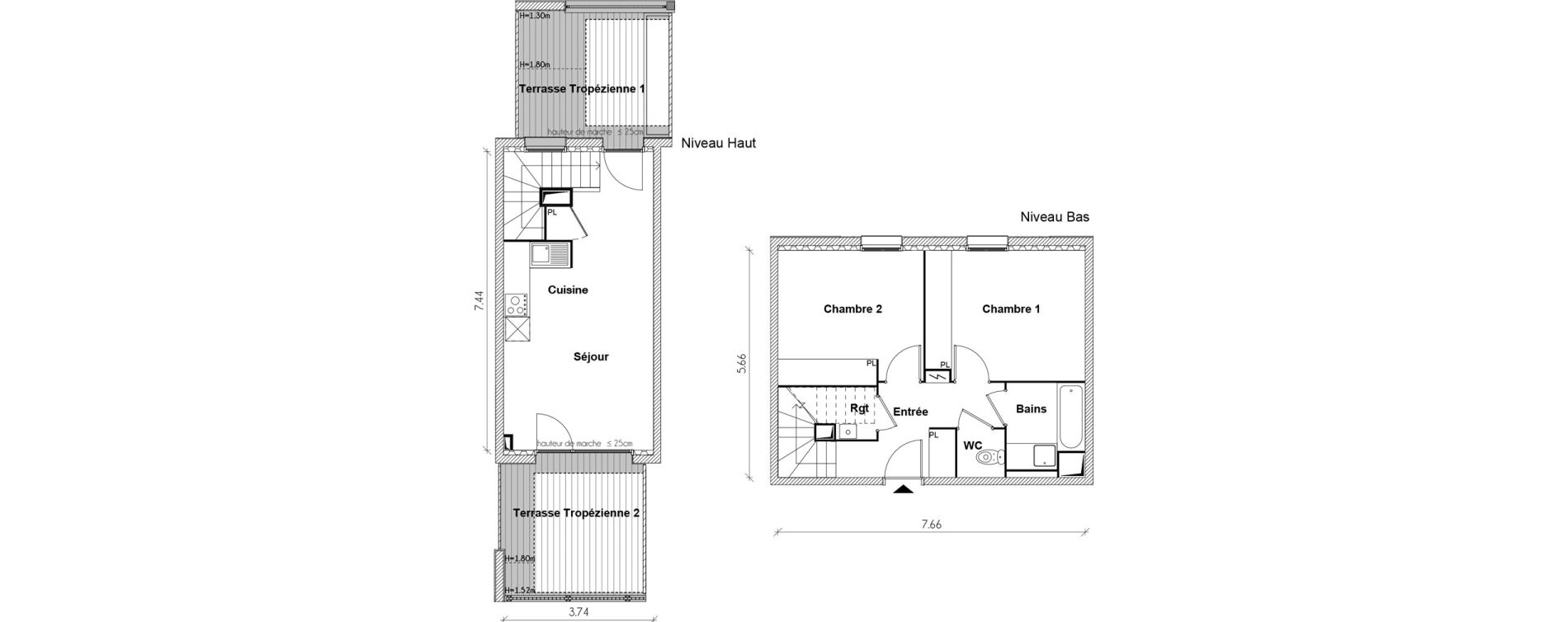 Duplex T3 de 62,48 m2 &agrave; Toulouse Grand selve