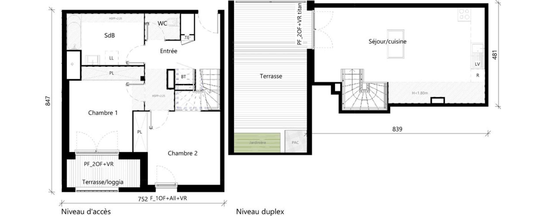 Duplex T3 de 71,69 m2 &agrave; Toulouse Saint-simon