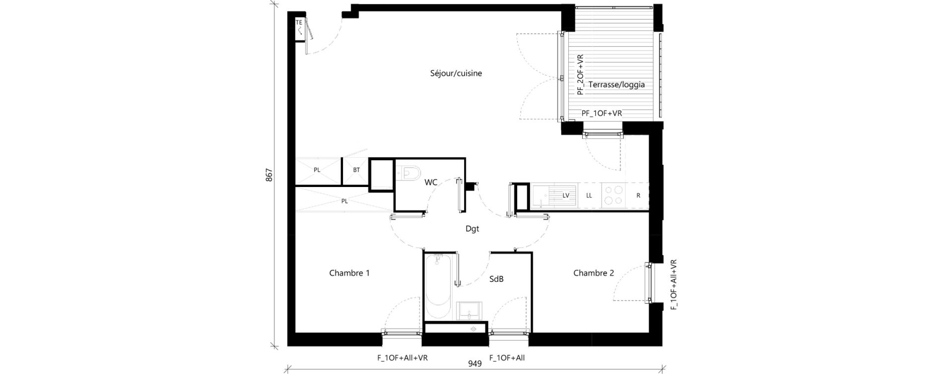 Appartement T3 de 63,49 m2 &agrave; Toulouse Saint-simon