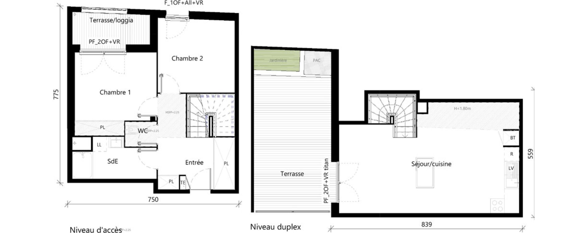 Duplex T3 de 69,33 m2 &agrave; Toulouse Saint-simon