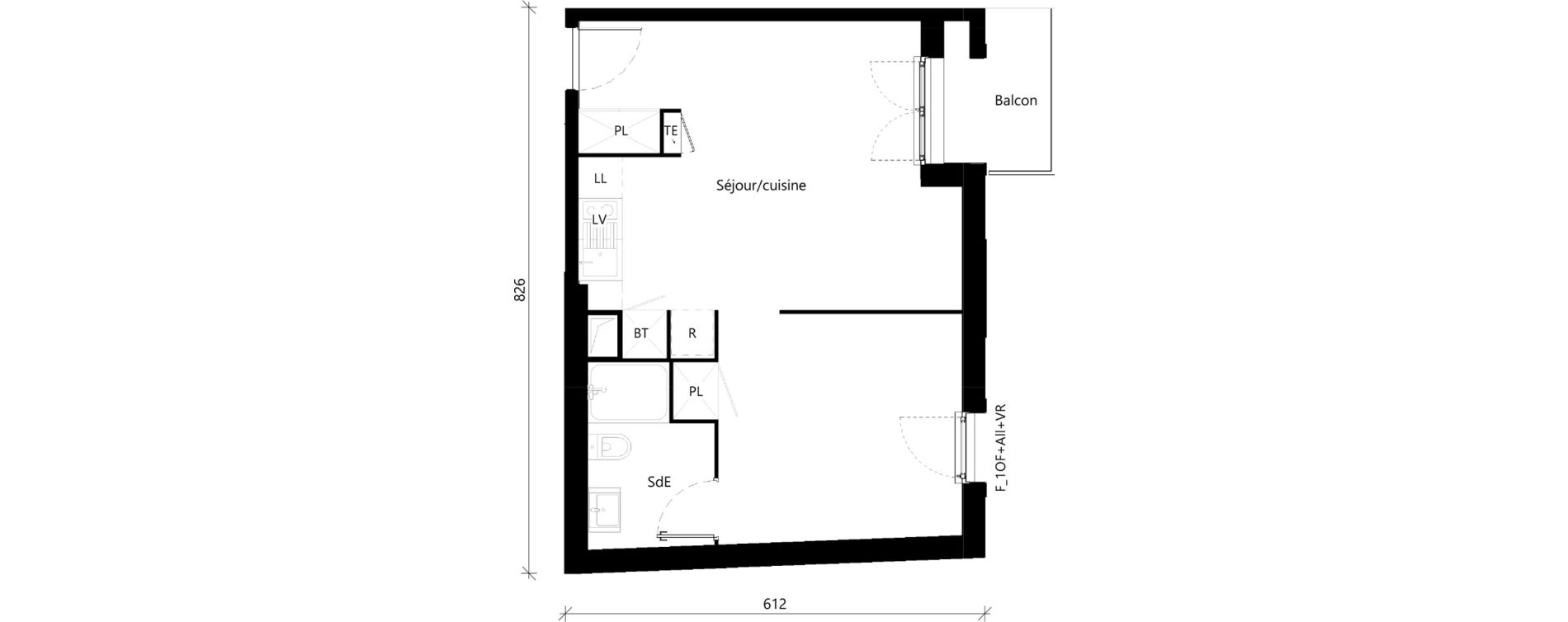 Appartement T1 bis de 39,76 m2 &agrave; Toulouse Saint-simon