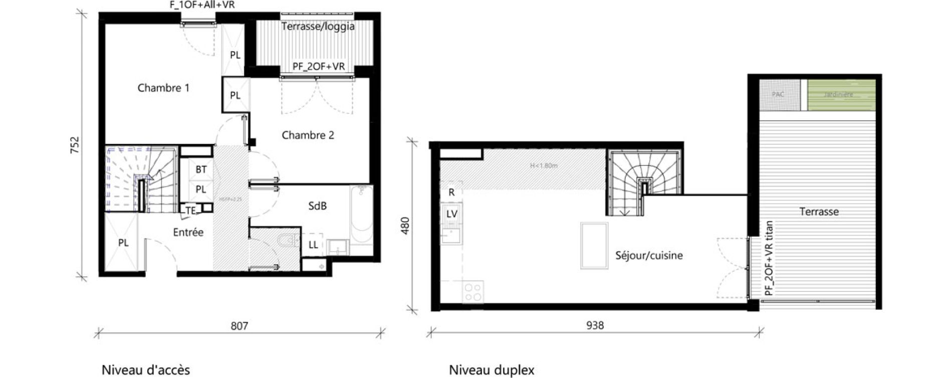 Duplex T3 de 69,14 m2 &agrave; Toulouse Saint-simon