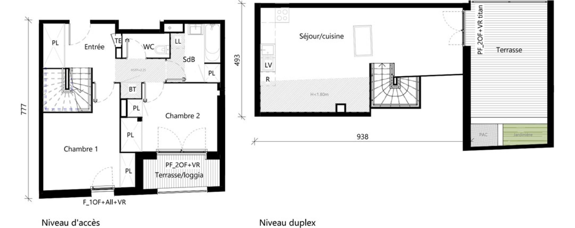 Duplex T3 de 68,34 m2 &agrave; Toulouse Saint-simon