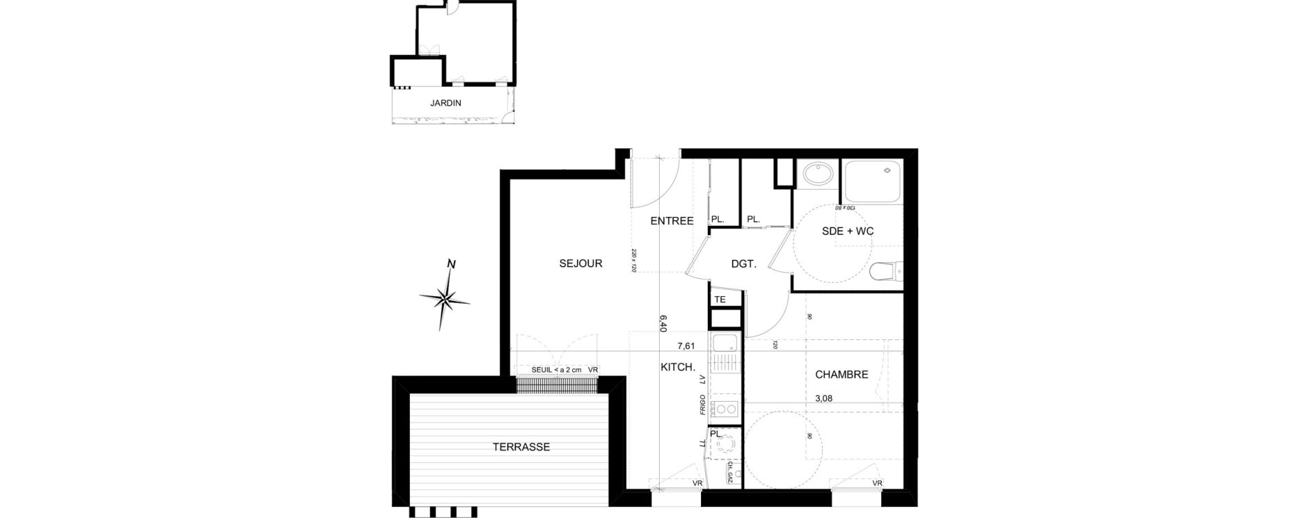 Appartement T2 de 41,27 m2 &agrave; Toulouse Sept deniers - ginestous - lalande