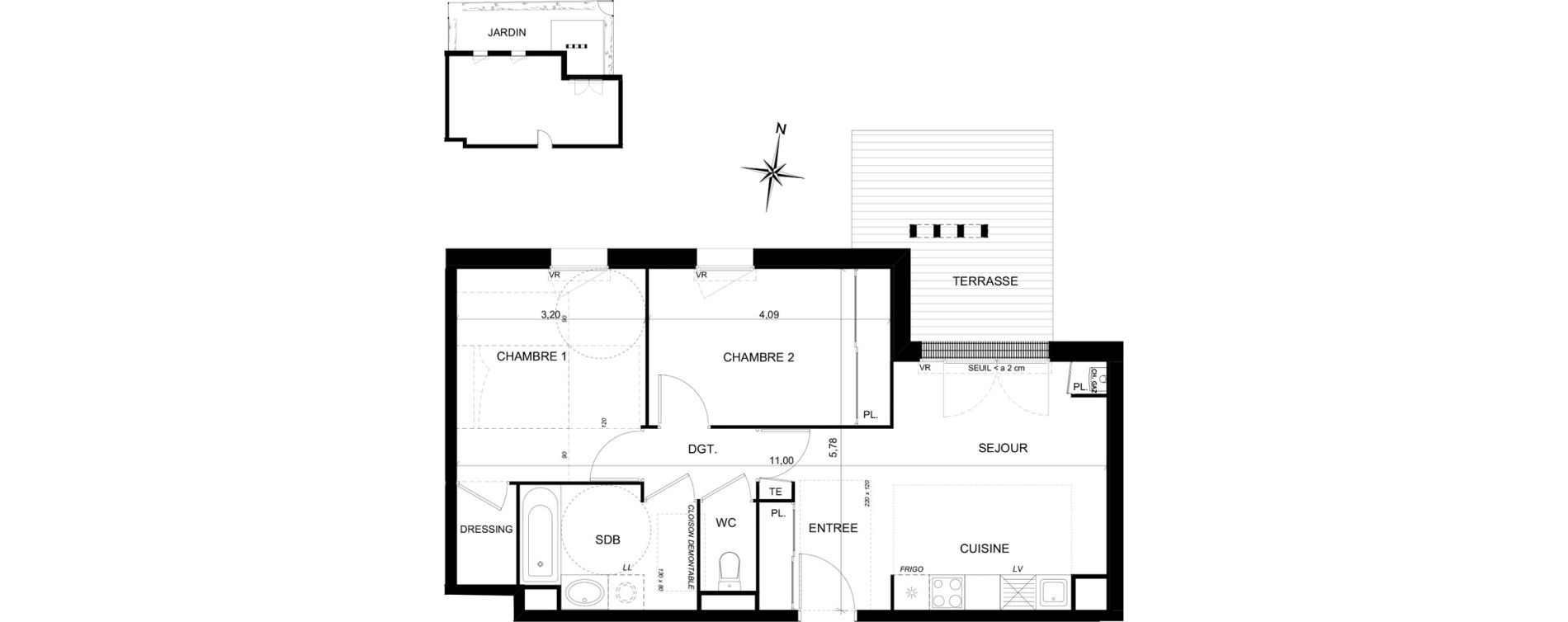 Appartement T3 de 54,81 m2 &agrave; Toulouse Sept deniers - ginestous - lalande