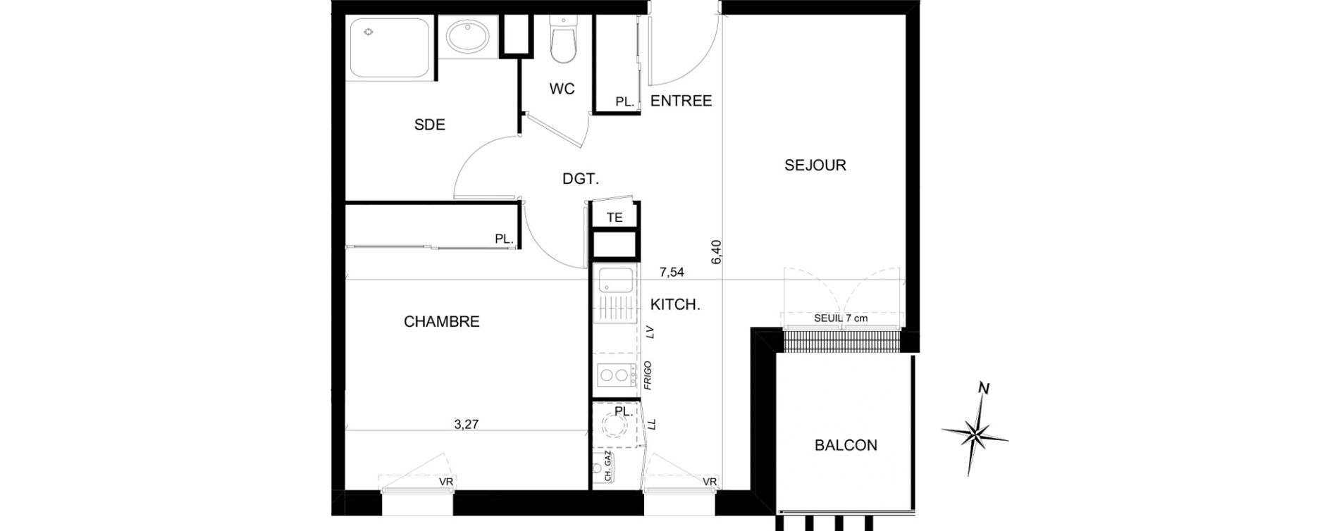 Appartement T2 de 41,95 m2 &agrave; Toulouse Sept deniers - ginestous - lalande