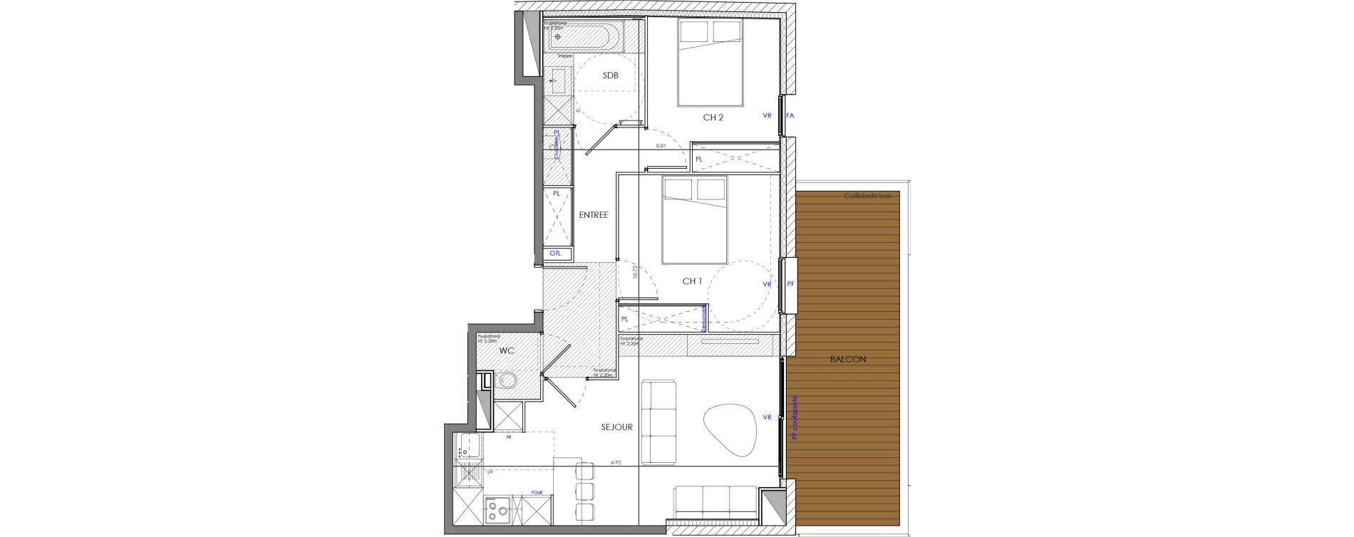 Appartement T3 de 57,97 m2 &agrave; Toulouse Mendes france