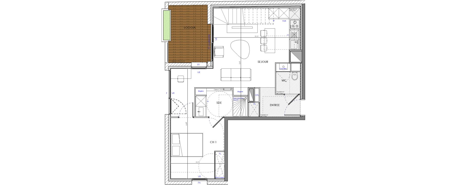 Duplex T3 de 62,15 m2 &agrave; Toulouse Mendes france