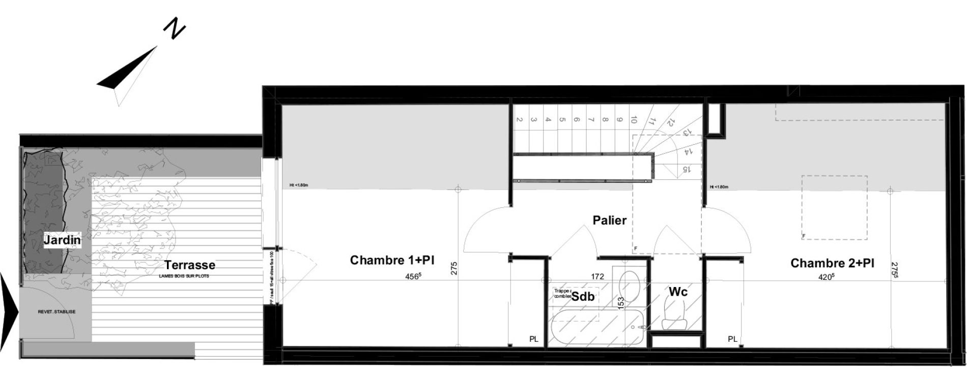 Duplex T3 de 65,23 m2 &agrave; Toulouse Bonnefoy