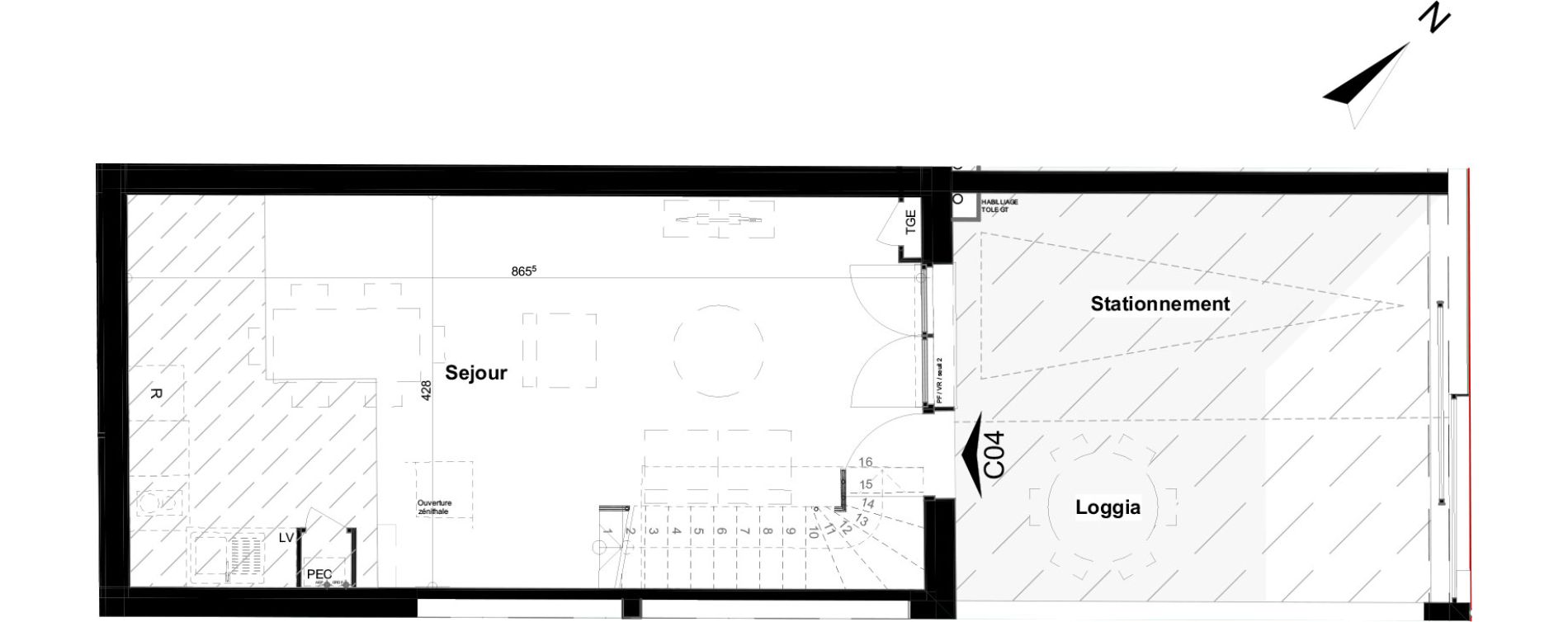 Duplex T3 de 64,43 m2 &agrave; Toulouse Bonnefoy