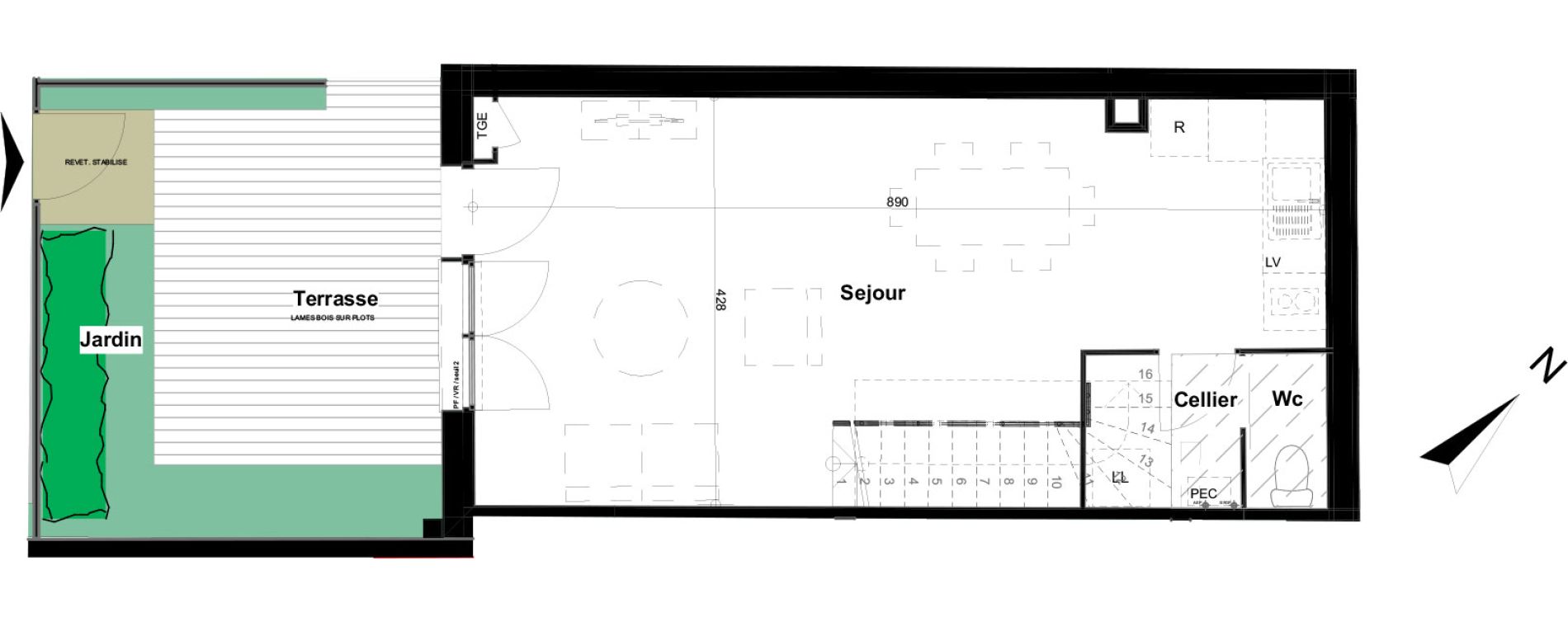 Duplex T3 de 66,27 m2 &agrave; Toulouse Bonnefoy