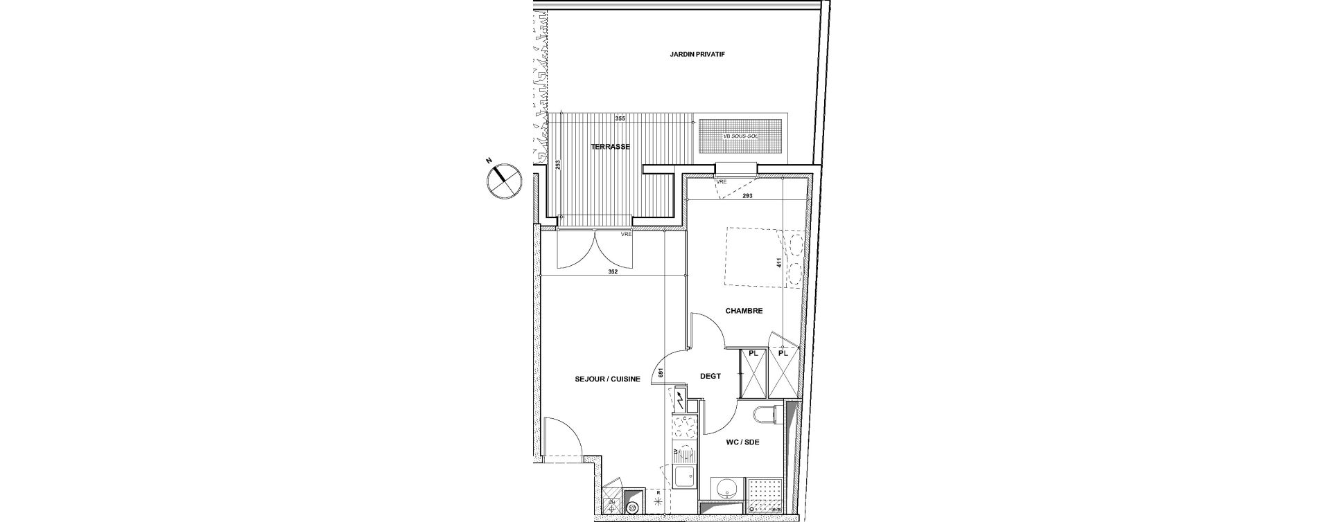 Appartement T2 de 42,60 m2 &agrave; Toulouse Croix daurade
