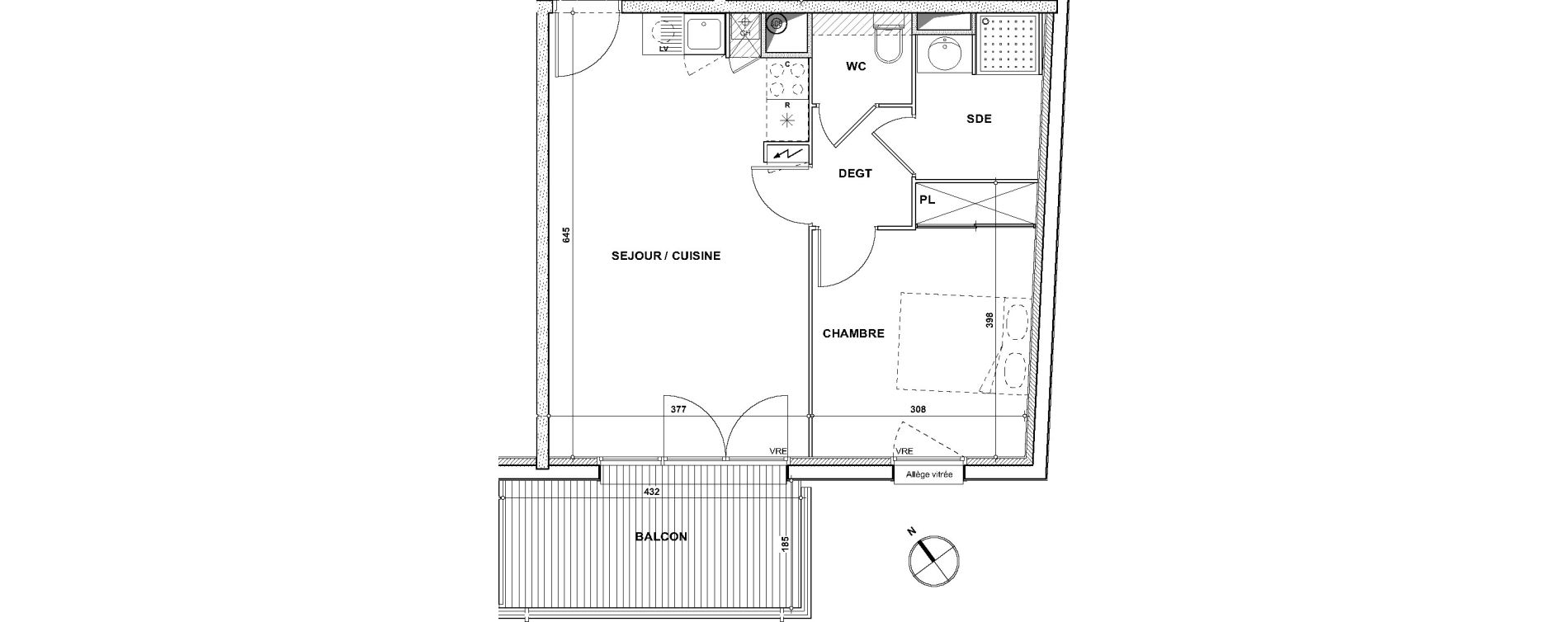 Appartement T2 de 43,60 m2 &agrave; Toulouse Croix daurade