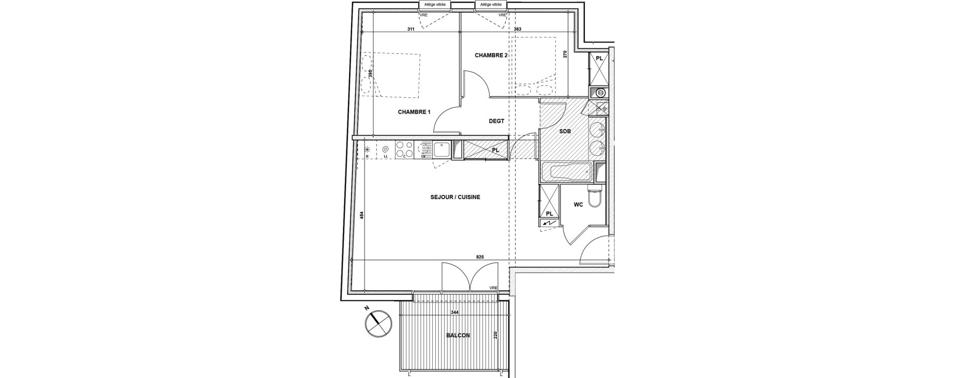 Appartement T3 de 65,60 m2 &agrave; Toulouse Croix daurade