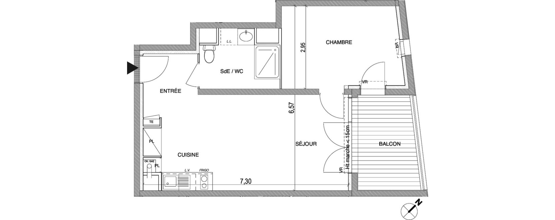 Appartement T2 de 44,61 m2 &agrave; Toulouse Rangueil