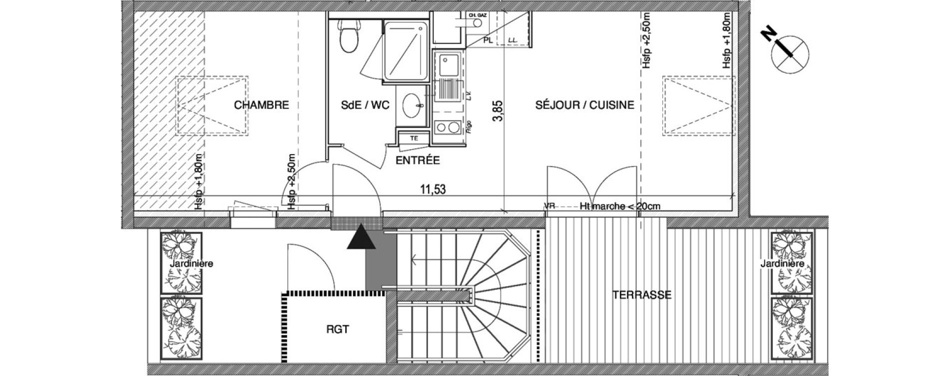 Appartement T2 de 37,64 m2 &agrave; Toulouse Rangueil