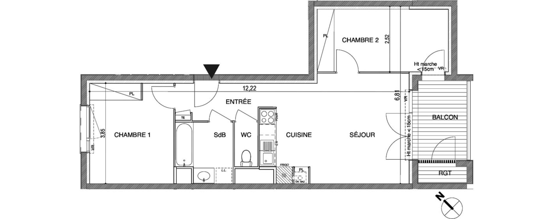 Appartement T3 de 58,13 m2 &agrave; Toulouse Rangueil