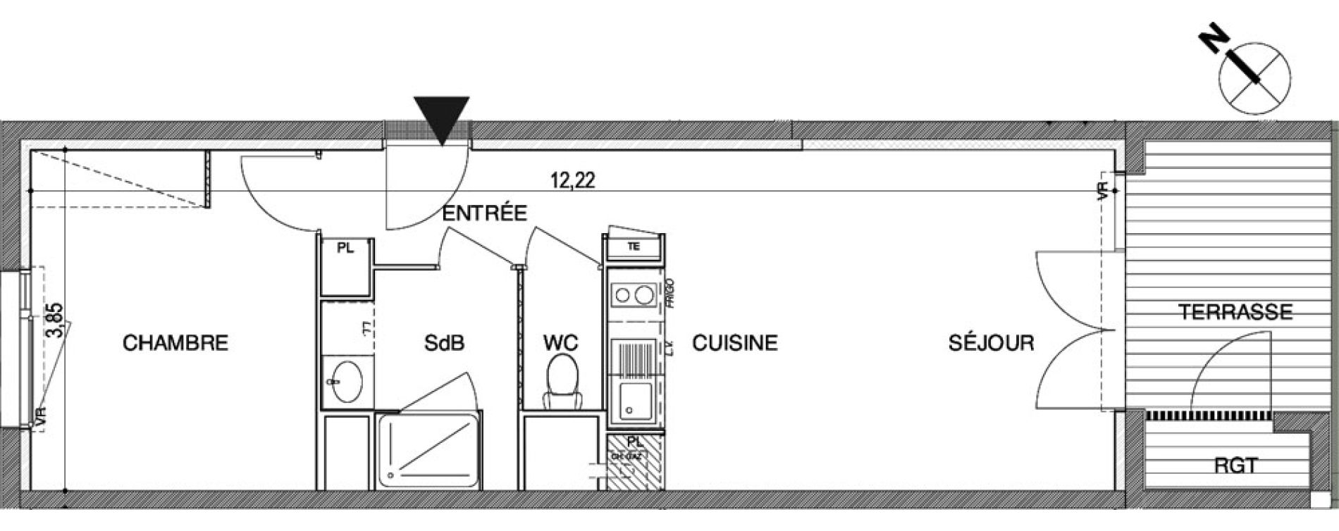 Appartement T2 de 44,71 m2 &agrave; Toulouse Rangueil