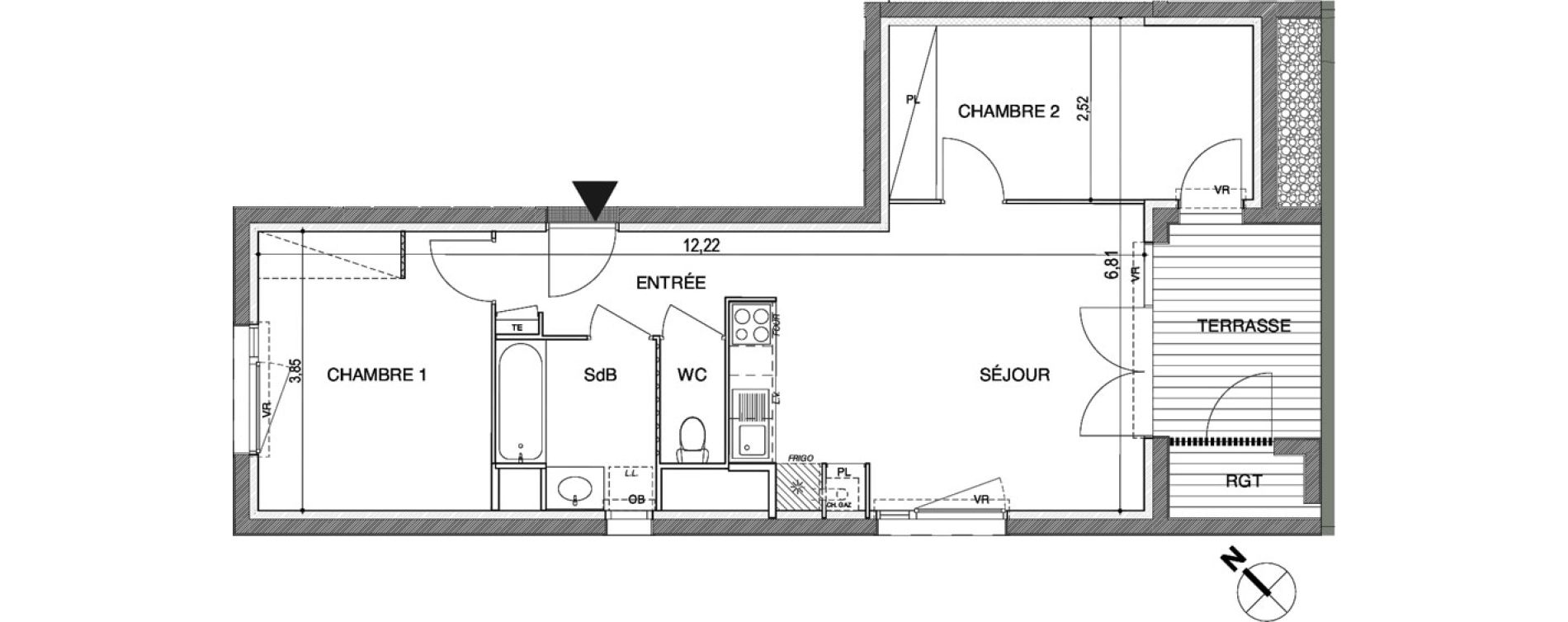 Appartement T3 de 58,13 m2 &agrave; Toulouse Rangueil