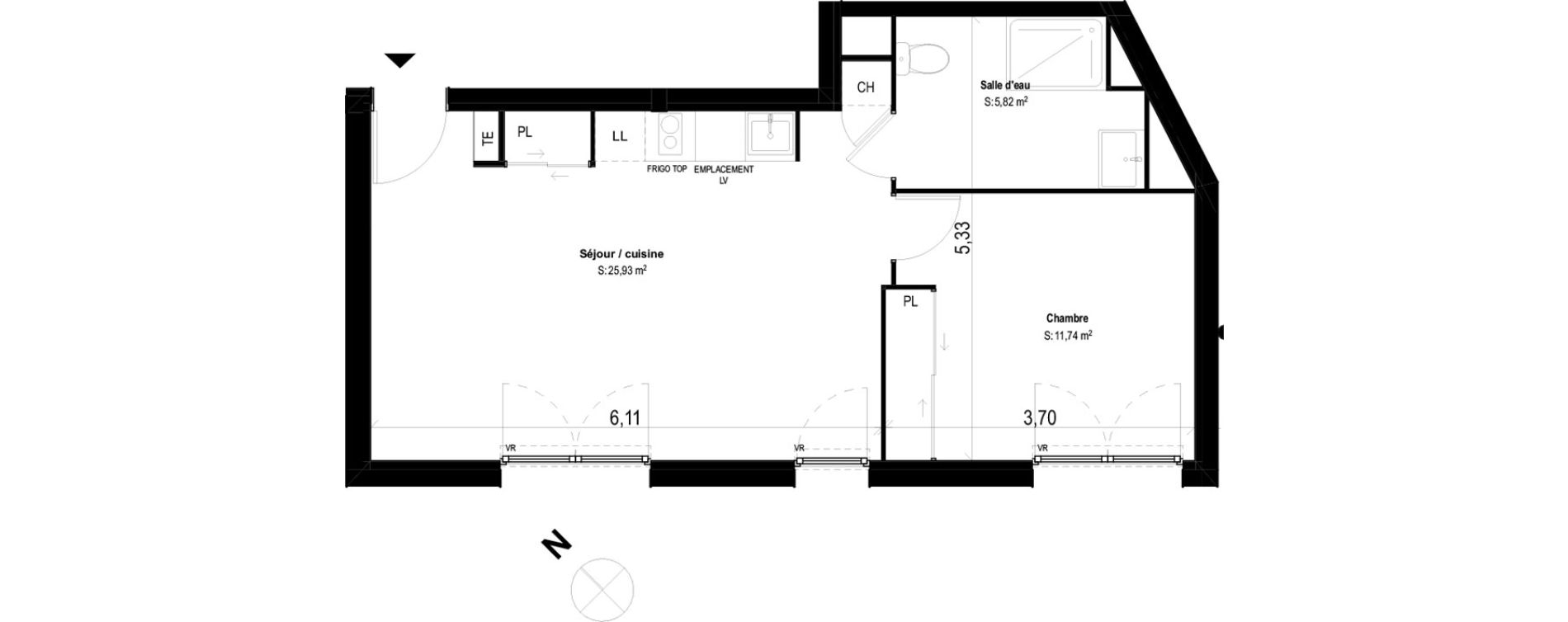 Appartement T2 de 43,49 m2 &agrave; Toulouse Le busca
