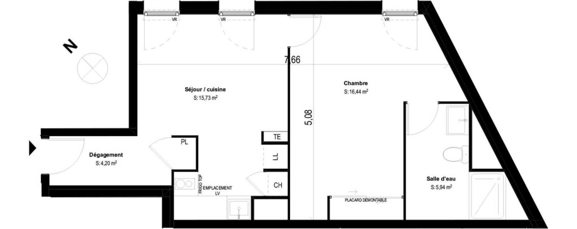 Appartement T2 de 42,31 m2 &agrave; Toulouse Le busca