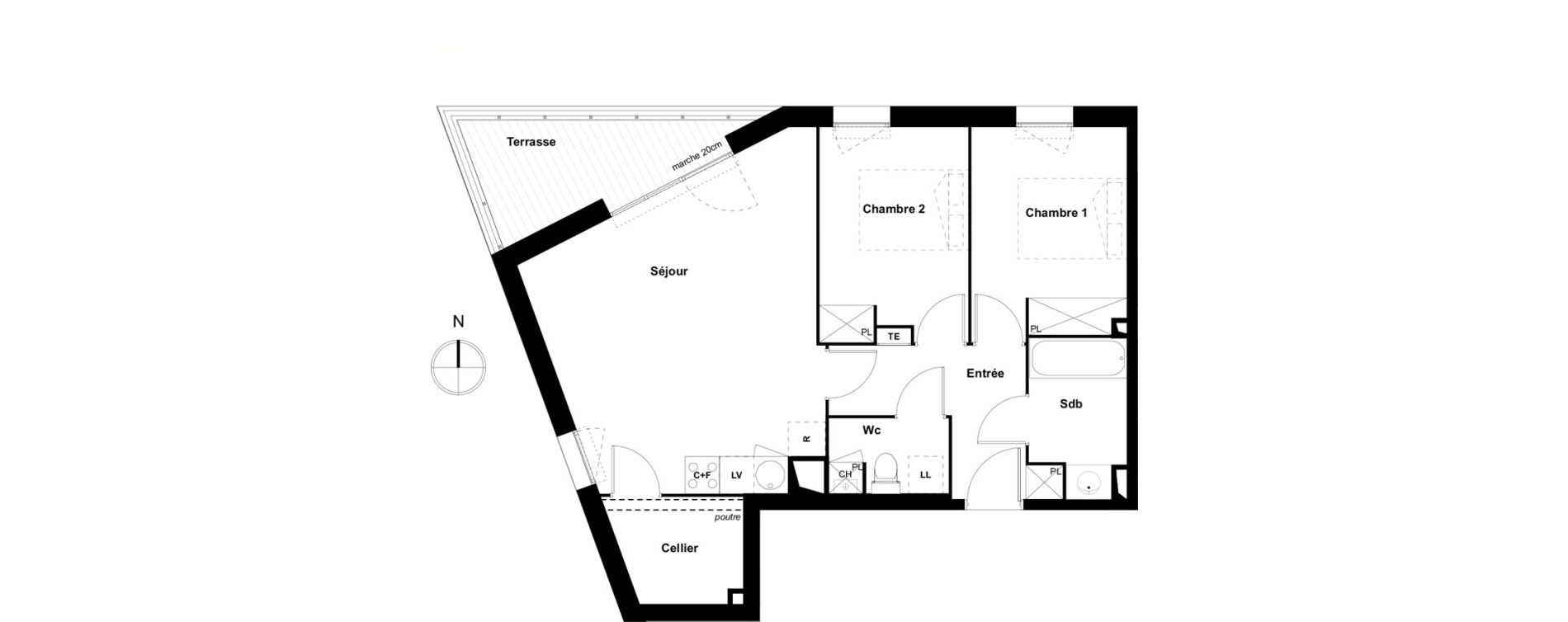 Appartement T3 de 61,75 m2 &agrave; Toulouse Cote pavee