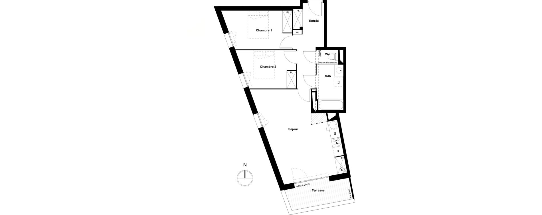 Appartement T3 de 64,87 m2 &agrave; Toulouse Cote pavee