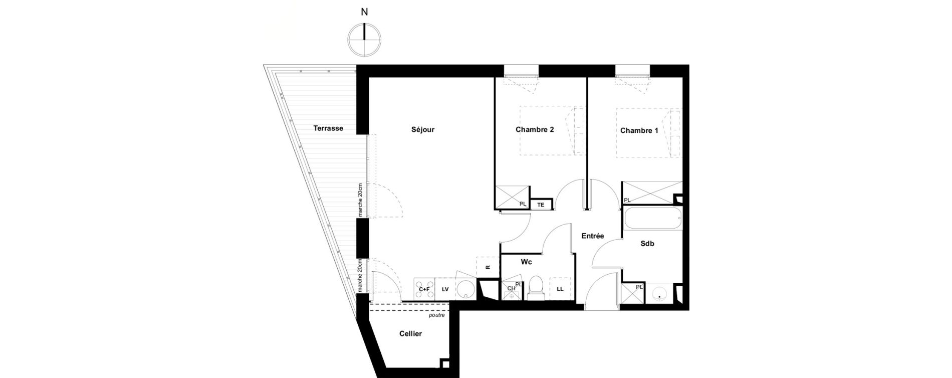Appartement T3 de 59,76 m2 &agrave; Toulouse Cote pavee