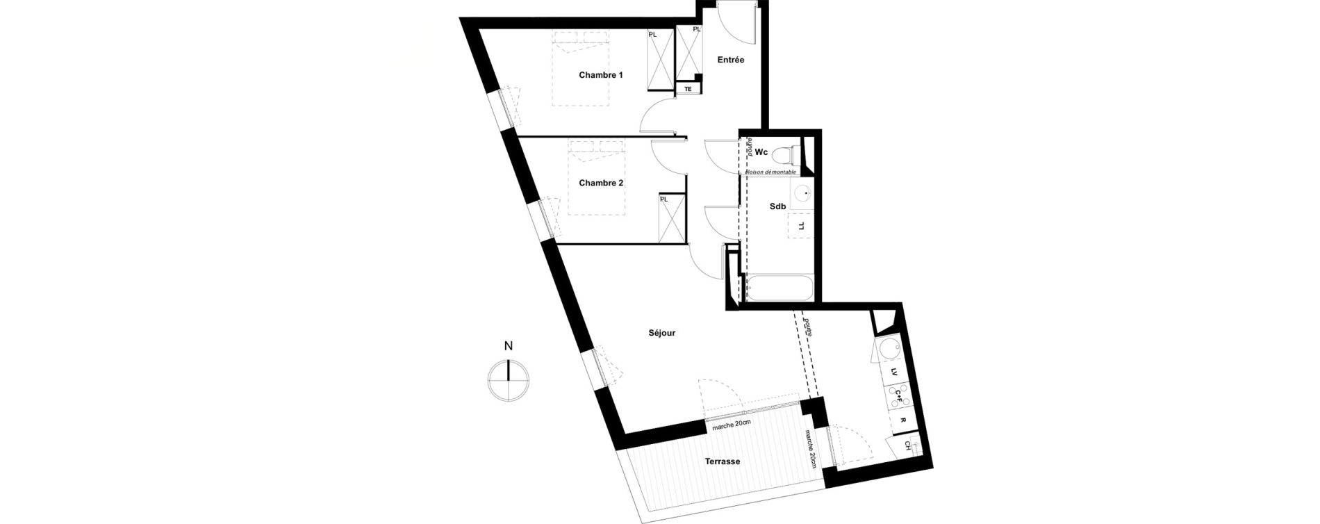 Appartement T3 de 65,30 m2 &agrave; Toulouse Cote pavee