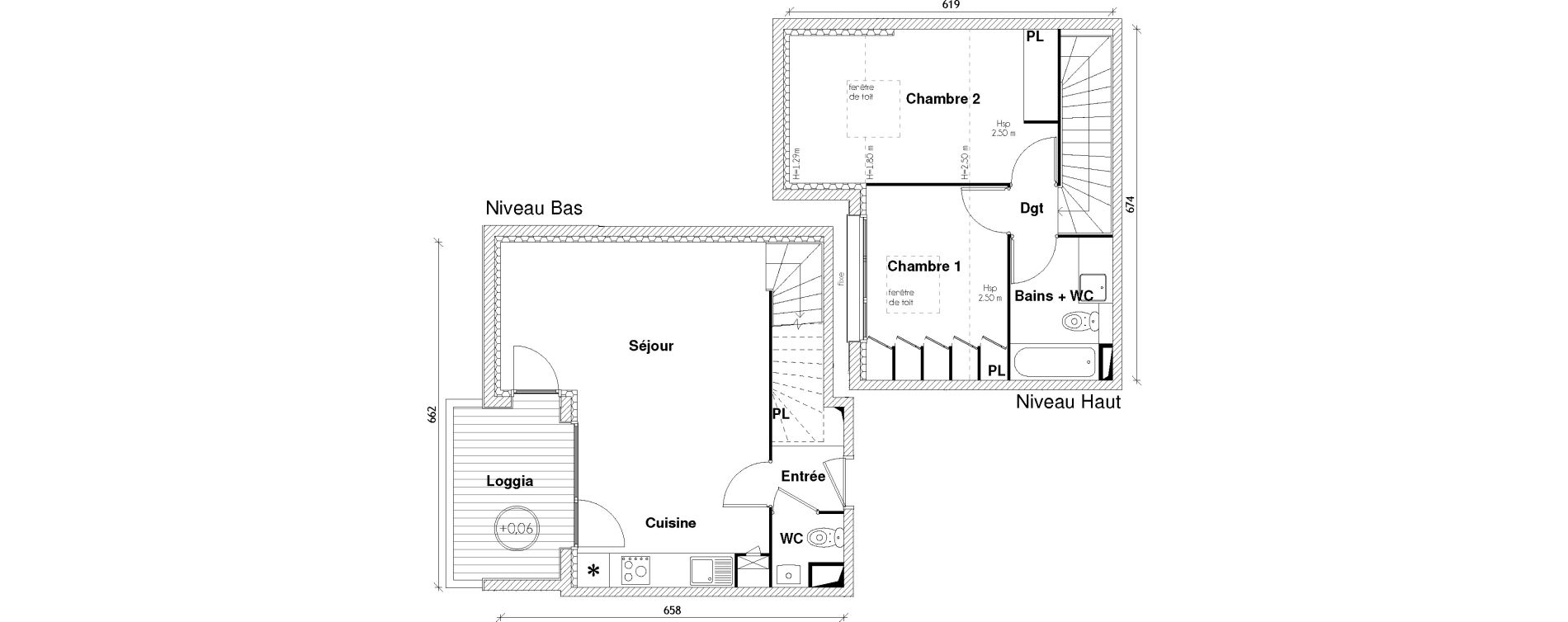 Duplex T3 de 60,23 m2 &agrave; Toulouse Rangueil