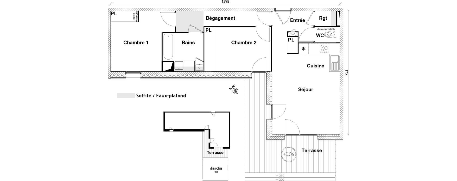 Appartement T3 de 65,27 m2 &agrave; Toulouse Rangueil