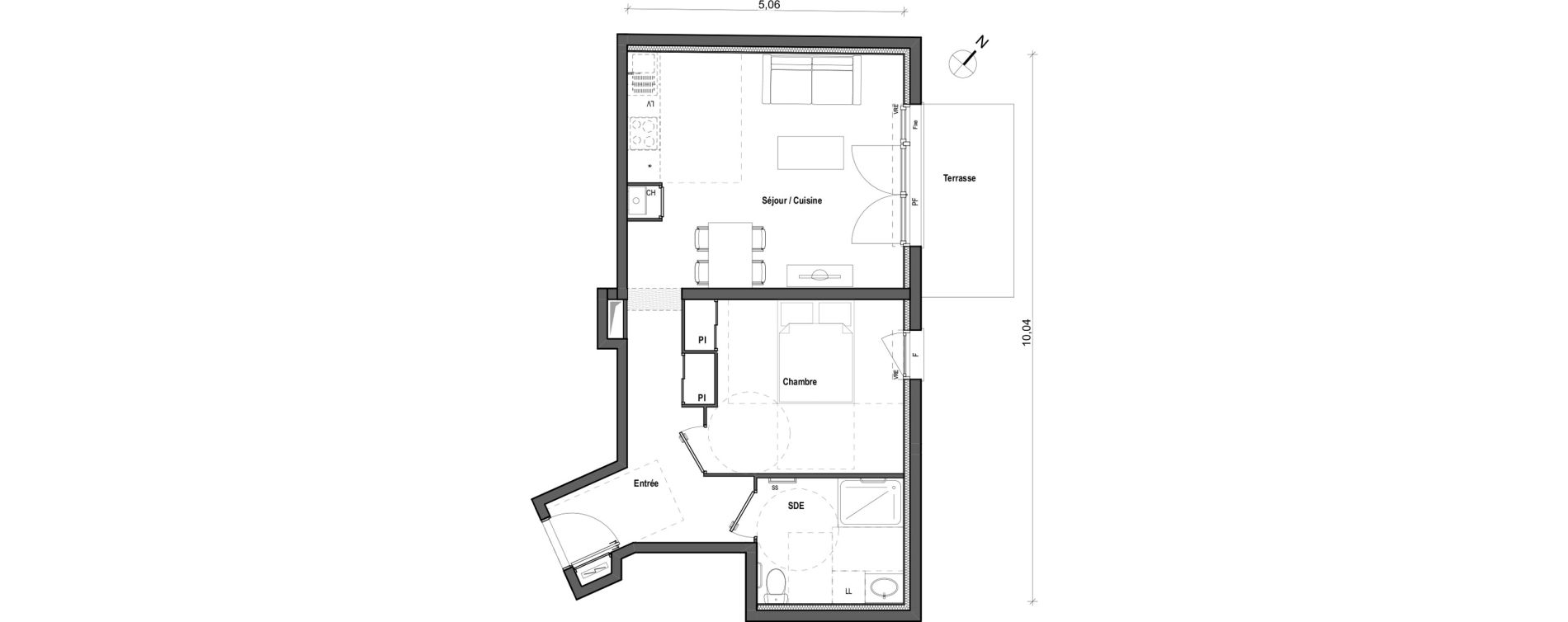 Appartement T2 de 48,60 m2 &agrave; Toulouse Borderouge