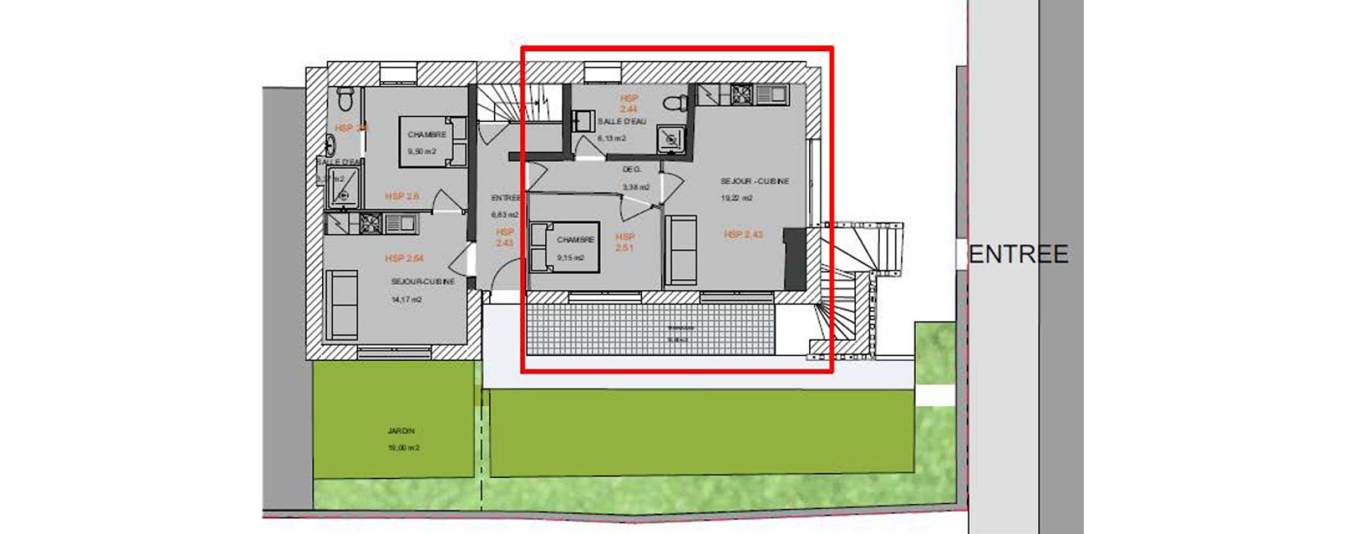 Appartement T2 de 37,88 m2 &agrave; Toulouse Minimes