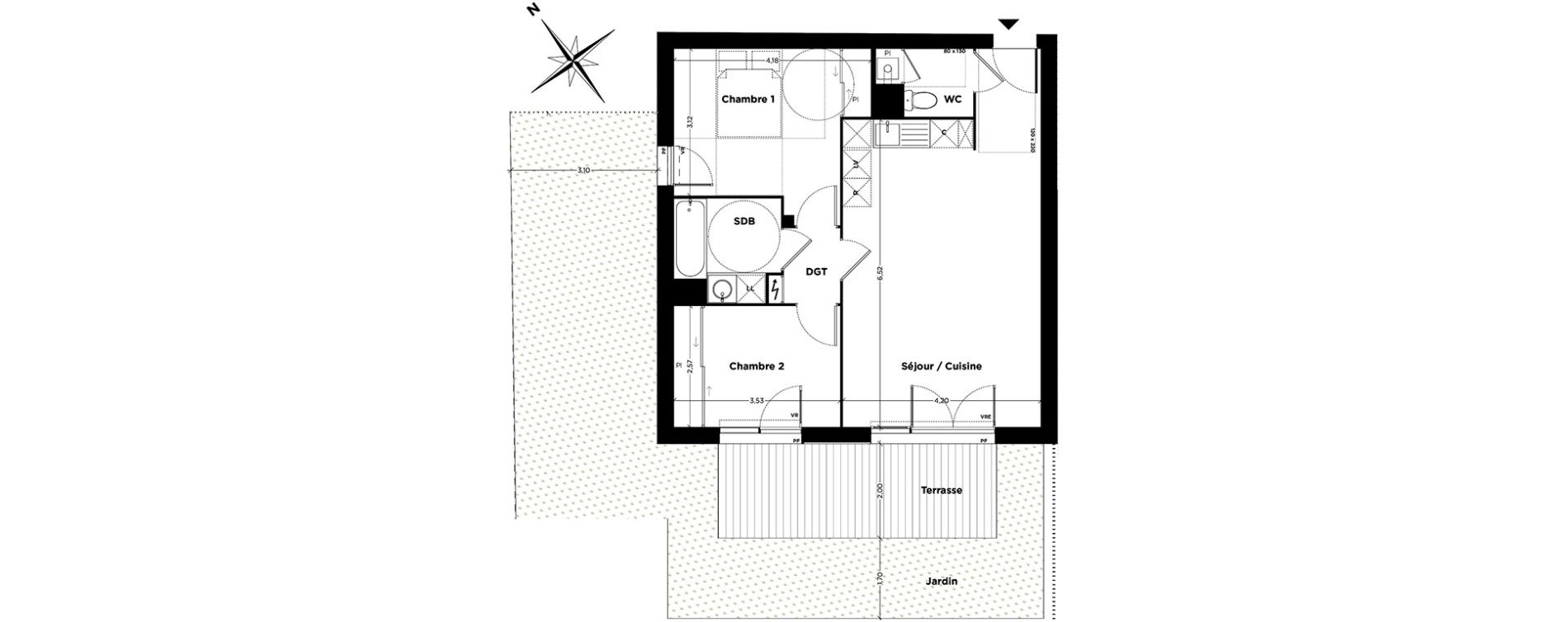 Appartement T3 de 60,16 m2 &agrave; Toulouse Barriere de paris