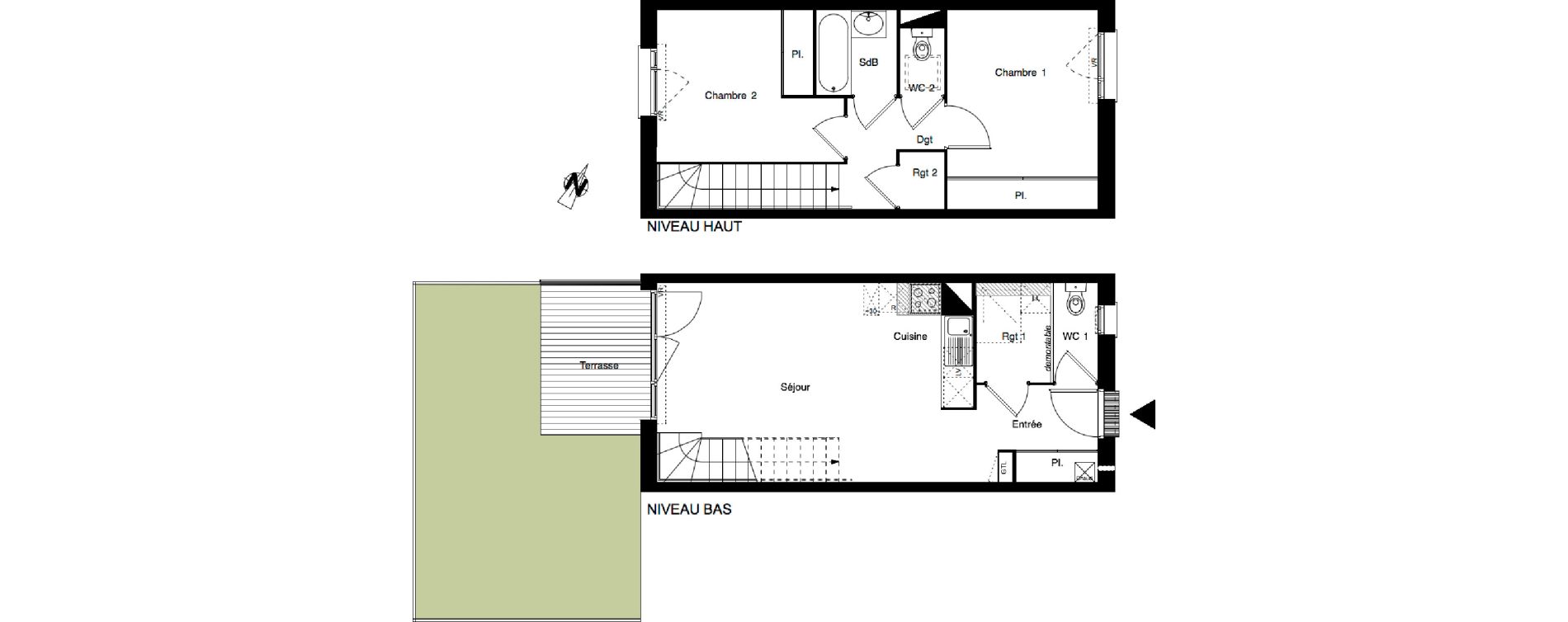 Villa T3 de 62,71 m2 &agrave; Toulouse Malep&egrave;re